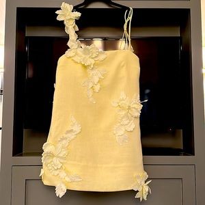 ZIMMERMAN HIGH TIDE SHIFT FLOWER MINI DRESS LEMON